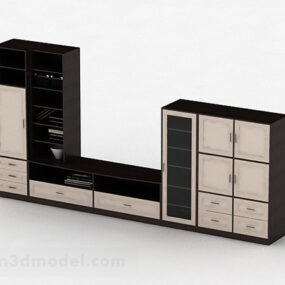 Black Home Tv Cabinet 3d model