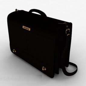 ब्लैक लेदर शोल्डर बैग 3डी मॉडल
