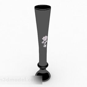 Černá dlouhá váza dekorace 3D model