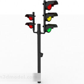 Μαύρος μεταλλικός δρόμος κόκκινο πράσινο φως 3d μοντέλο