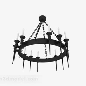 Black Metal Round Candlestick Chandeliers 3d model