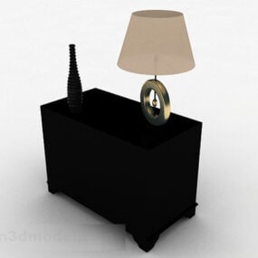 طاولة بجانب السرير باللون الأسود موديل ثلاثي الأبعاد