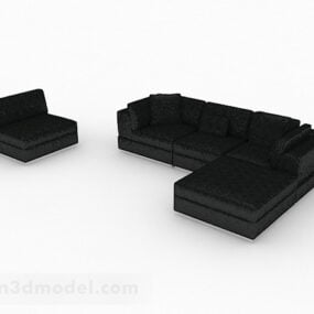 Modelo 3D de design de sofá combinado minimalista preto