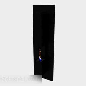 Black Minimalist Fireplace Design 3d model
