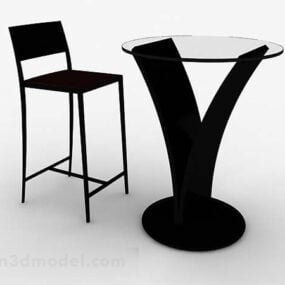 黑色简约休闲桌椅3d模型