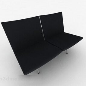 Siyah Minimalist Şezlong Dekoru 3D model