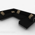 Чорний мінімалістичний багатомісний диван