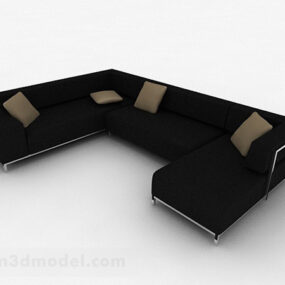3д модель черного минималистичного многоместного дивана