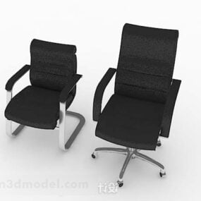 Czarne skórzane minimalistyczne krzesło biurowe Model 3D