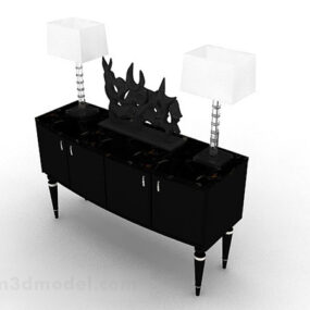 Μαύρο μινιμαλιστικό Ξύλινο ντουλάπι γραφείου 3d μοντέλο