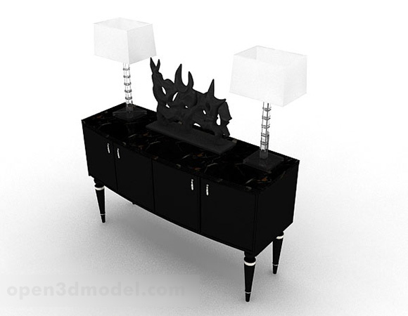 Black Minimalist Wooden Office Cabinet