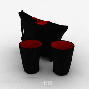 3д модель черной минималистической чашки с дизайном