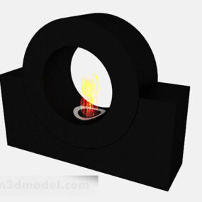 Minimalist Circle Fireplace 3d model