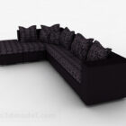 Black Pattern Multi-seater Sofa