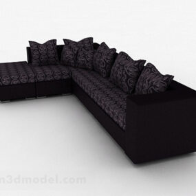 Schwarz gemustertes Mehrsitzer-Sofa 3D-Modell