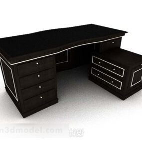 Black Working Desk 3d model