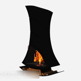 Black Metal Fireplace 3d model