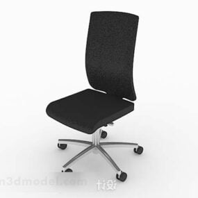 Chaise de bureau à roulettes en cuir noir modèle 3D