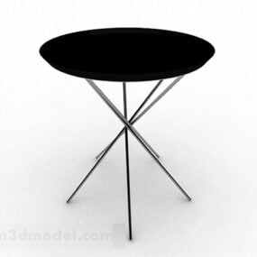 Black Color Round Dining Table 3d model