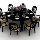 Black Round Dining Table And Chair