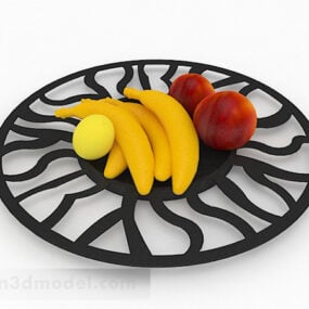 Récipient à fruits rond noir à motif creux modèle 3D