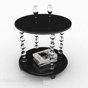 Black Round Small Coffee Table Furniture 3d model