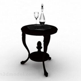 Czarny drewniany mały stolik kawowy Model 3D