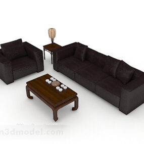 Black Simple Casual Sofa 3d model