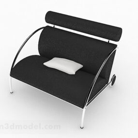 Modelo 3d de sofá único casual preto simples