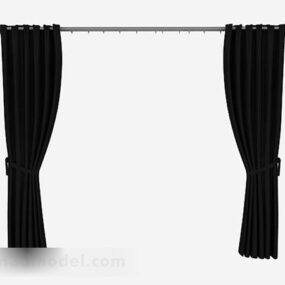 黒い生地のカーテン3Dモデル
