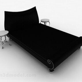 Black Single Bed Furniture 3d model
