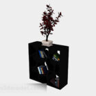 Маленький книжный шкаф с горшком с растением