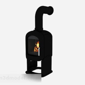 Home Black Metal Fireplace 3d model