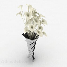 Black Spiral Wide Mouth Vase 3d model