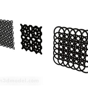 نموذج ثلاثي الأبعاد للزهرة الحديدية المعدنية المربعة باللون الأسود