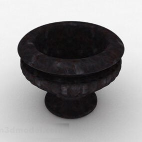 Black Stone Flower Bowl 3d model