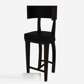 Black Wood Minimalist Bar Chair 3d model