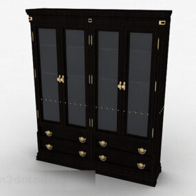 Чорна дерев'яна книжкова шафа 3d модель