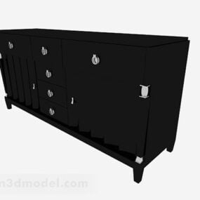 Black Wooden Entrance Cabinet 3d model
