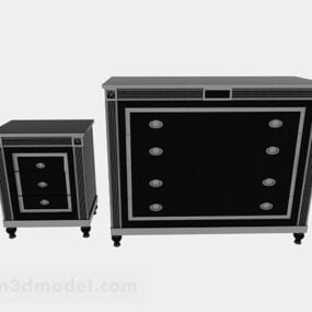 Black Wooden Office Cabinet 3d model