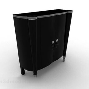 Μαύρο Ξύλινο ντουλάπι απλής εισόδου τρισδιάστατο μοντέλο