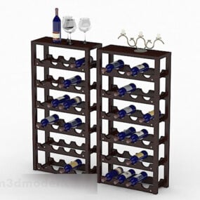 Black Wooden Wine Rack 3d model