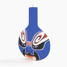 Blue Peking Opera Mask Decoration 3d model