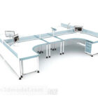 Niebiesko-białe, minimalistyczne biurko dla wielu osób