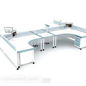 블루 화이트 미니멀리스트 다인용 책상 3d 모델