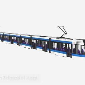 Modrá bílá městská tramvaj 3D model