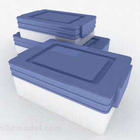 Blå og hvid opbevaringsboks 3d-model