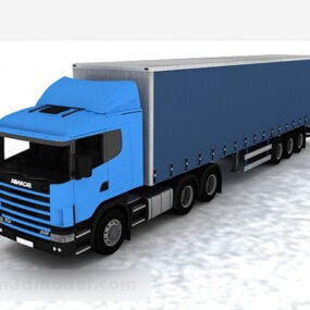 Blaues 3D-Modell eines großen LKW-Fahrzeugs