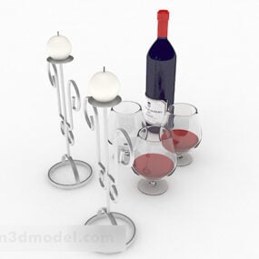 Modelo 3D de vinho tinto embalado em garrafa azul