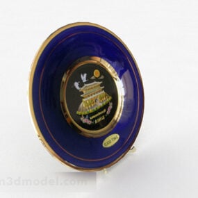 蓝色陶瓷图案圆盘装饰3d模型